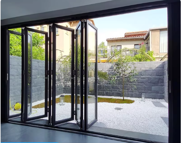 Modern Waterproof Aluminum Alloy Foldable Door with Fiberglass Screen 5 Year Warranty for Bedroom Hotel Villa & Supermarket Use