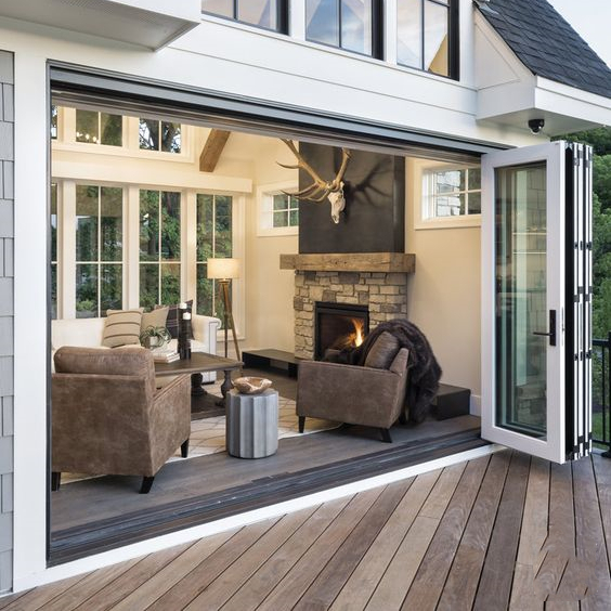 Bi Fold Aluminum Modern Double Tempered Glass Exterior Patio Veranda Folding Doors with Germany Brand Hardware