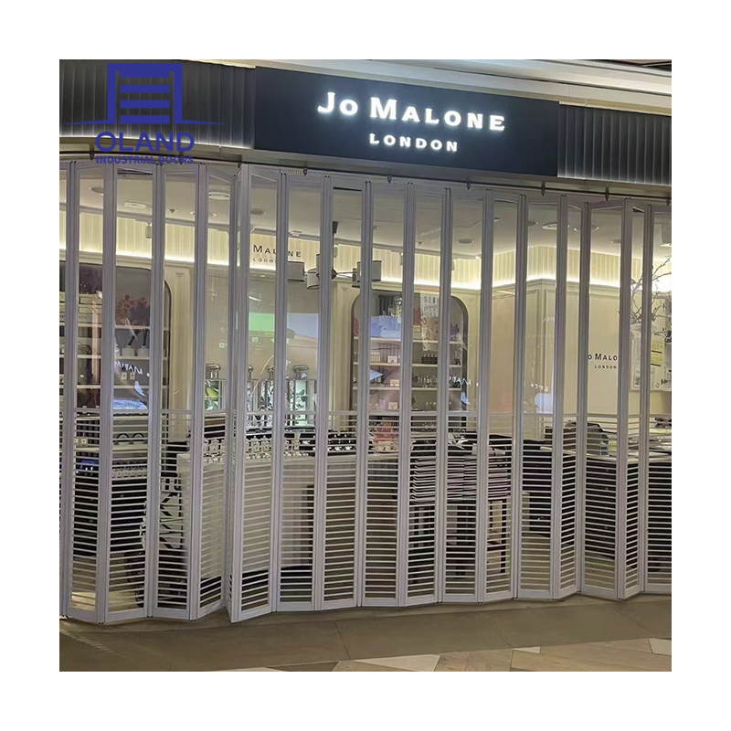 Commercial Mall Invisible Shopfront Modern Aluminum Security Door Acrylic Folding Gate Transparent PC Garage Anti-theft Store