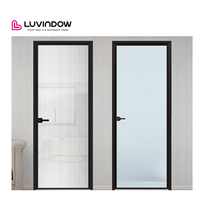 Modern Design Aluminum French Doors Panel Simple Swing Open Exterior Door with Push Pull Security in Black Metal Color