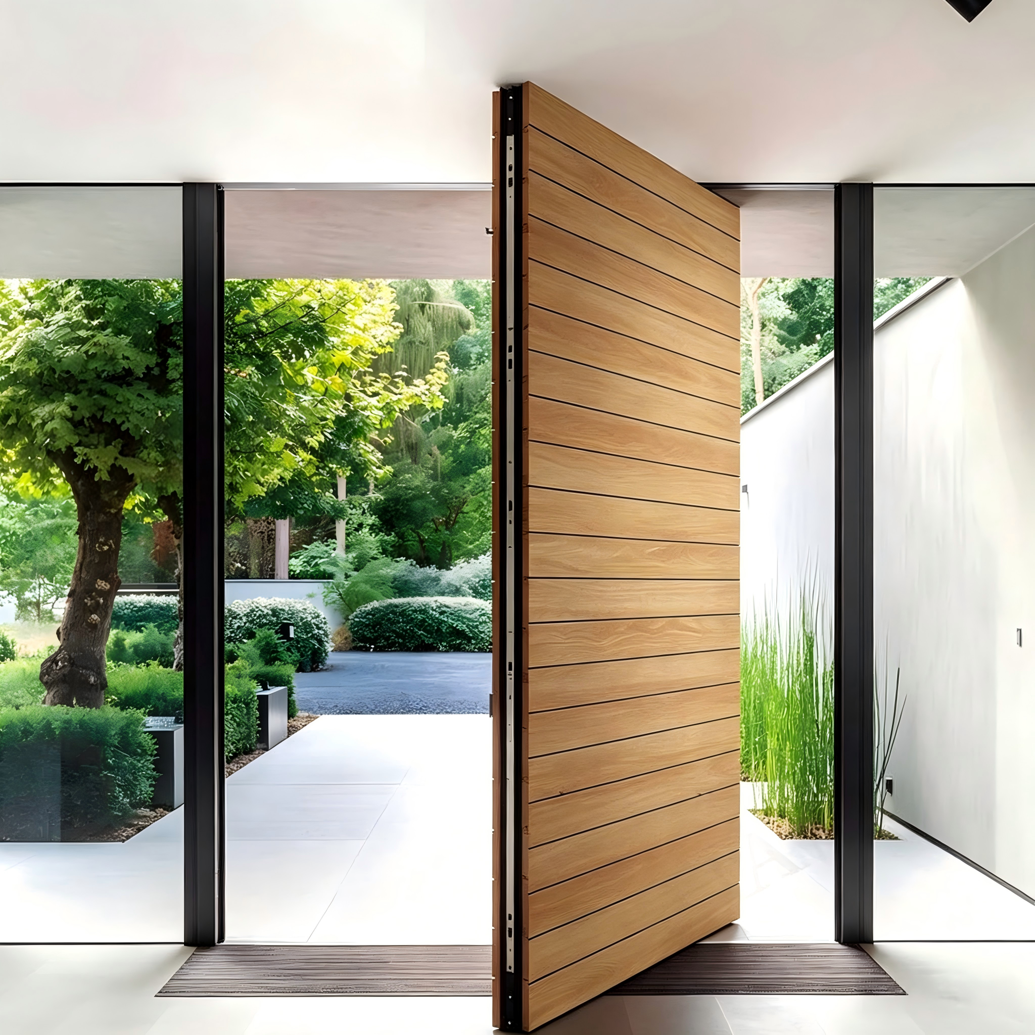 Aluminum Large Pivot Door Offset Axis Exterior Double Glazed Anti Theft Smart Lock PVDF Coating Luxury Villa China Origin Total