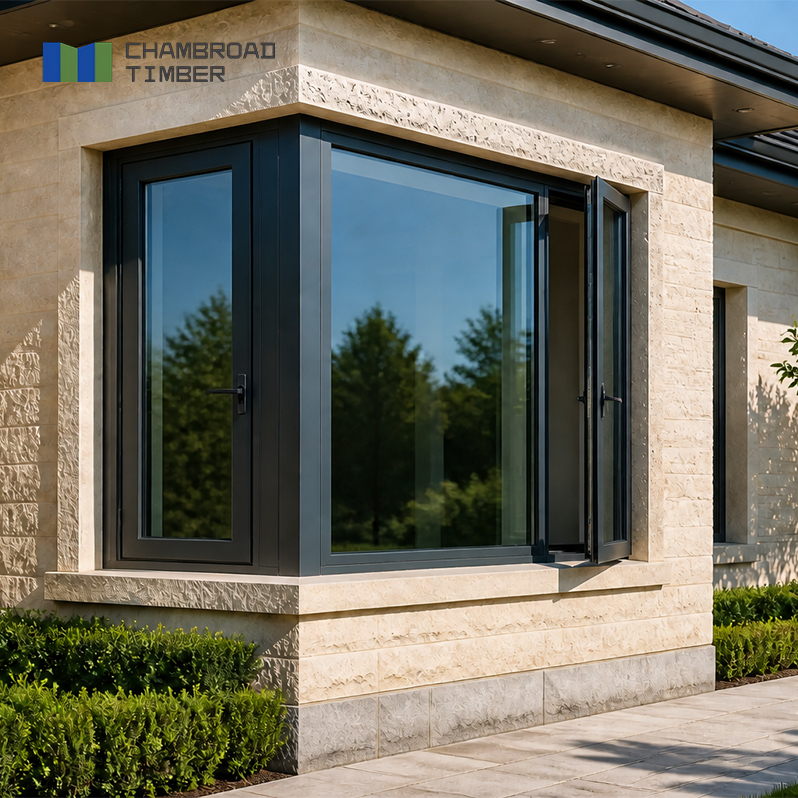 CHAMBROAD Passive House Window Aluminum Clad Wood Windows Tilt and Slide Triple Glazed Warm Edge Glass for Hotel Suite
