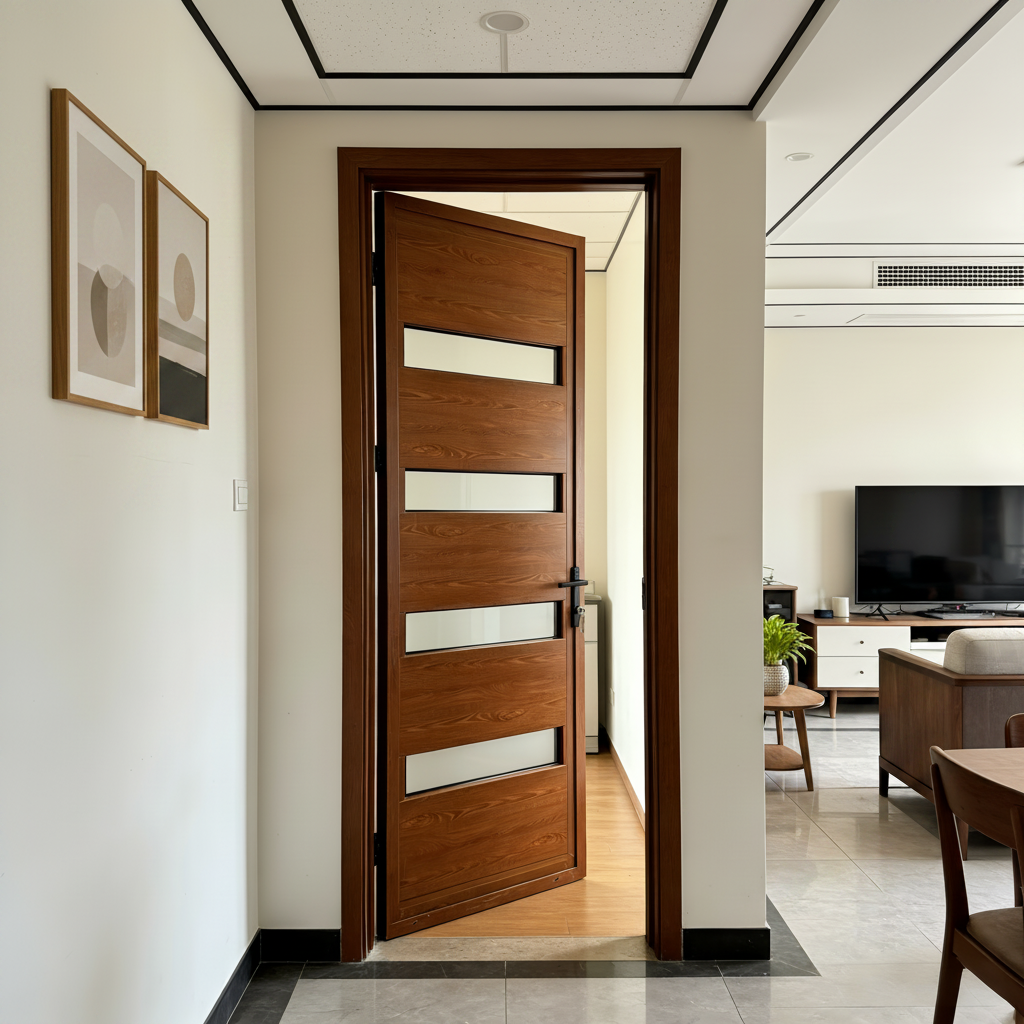 Aluminum Swing Door With Vision Glass Window Custom Interior Room Door