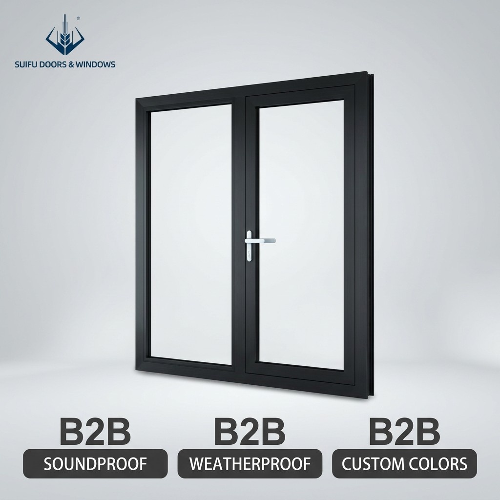 French Style Aluminum Alloy Swing Front Entry Door AS2047 Double Glazed Hurricane Proof Entrance Door