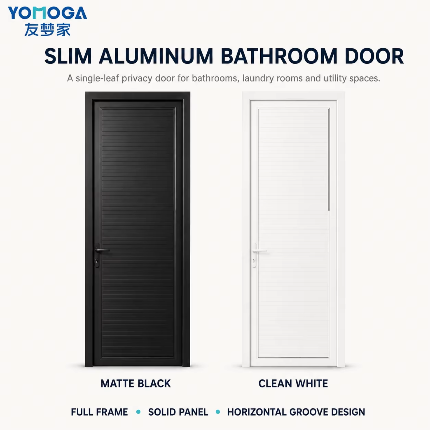 ODM Aluminum Louver Door Bathroom Interior Hinged Door With Modern Slim Profile