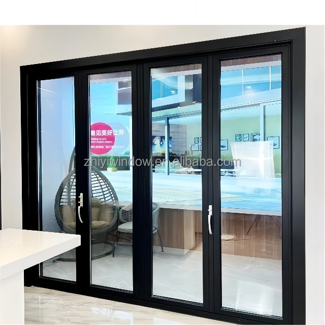 Cost-Effective CE Certified Aluminum Folding Door Glass Panels Modern Design Durable For Outdoor Use Volume Home Builder Supply