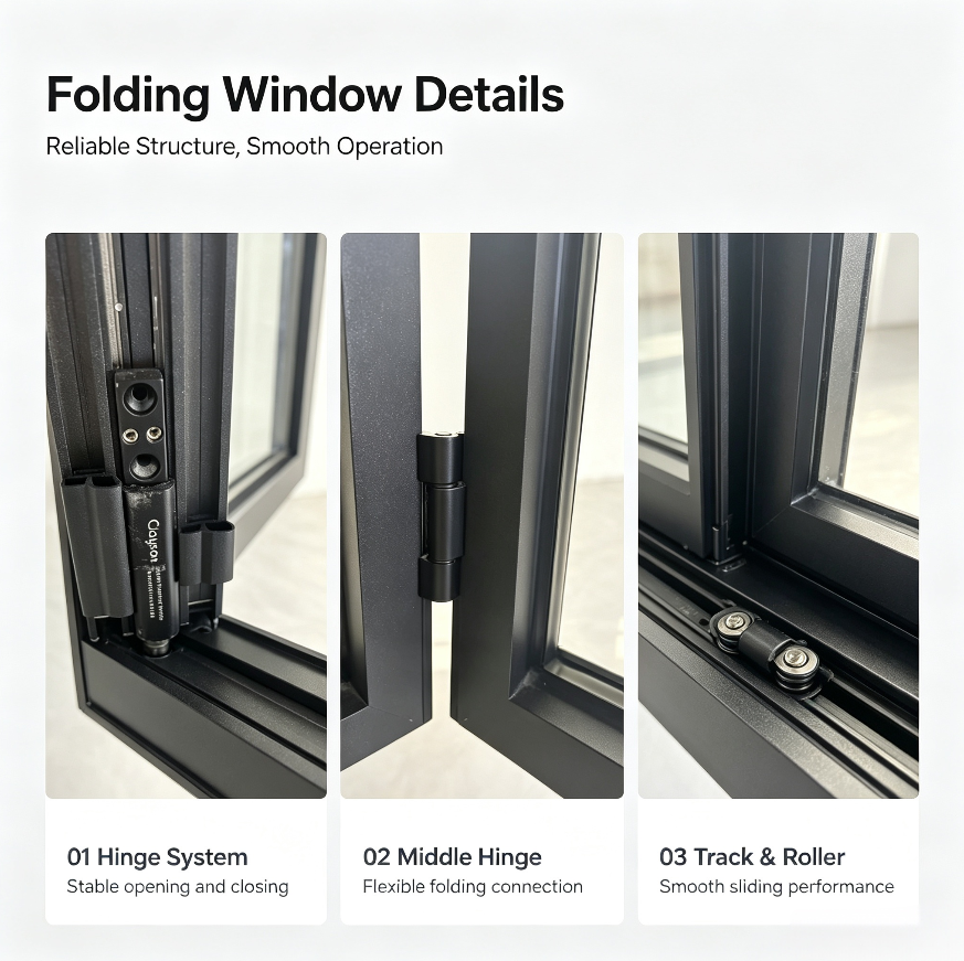 Multi Panel Aluminum Folding Glass Door for Patio, Bedroom and Hotel Interiors