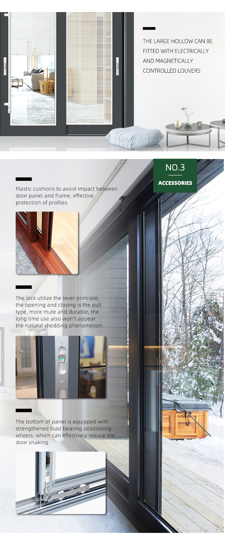 Energy Efficient Aluminum Sliding Patio Door Double Pane Large Custom Multi-Track Commercial Storefront Living Room Noise
