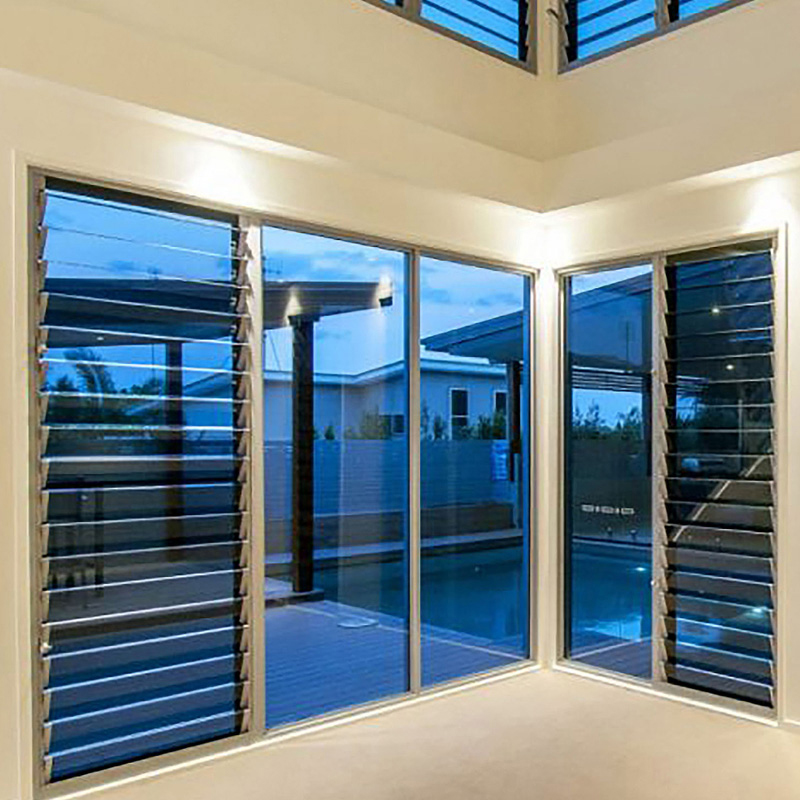 Modern Aluminum Tempered Glass Shutter Louver Window Jalousie Windows