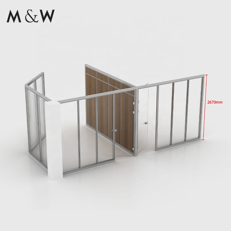 M&amp;W Factory Manufacturer Glass Wall Panels Dividers Double Modular Aluminium Frame Office Partition
