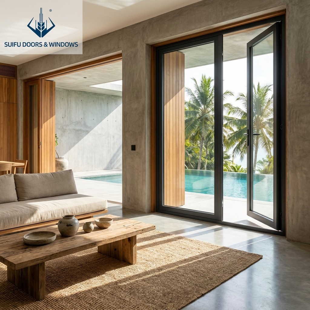 French Style Aluminum Alloy Swing Front Entry Door AS2047 Double Glazed Hurricane Proof Entrance Door