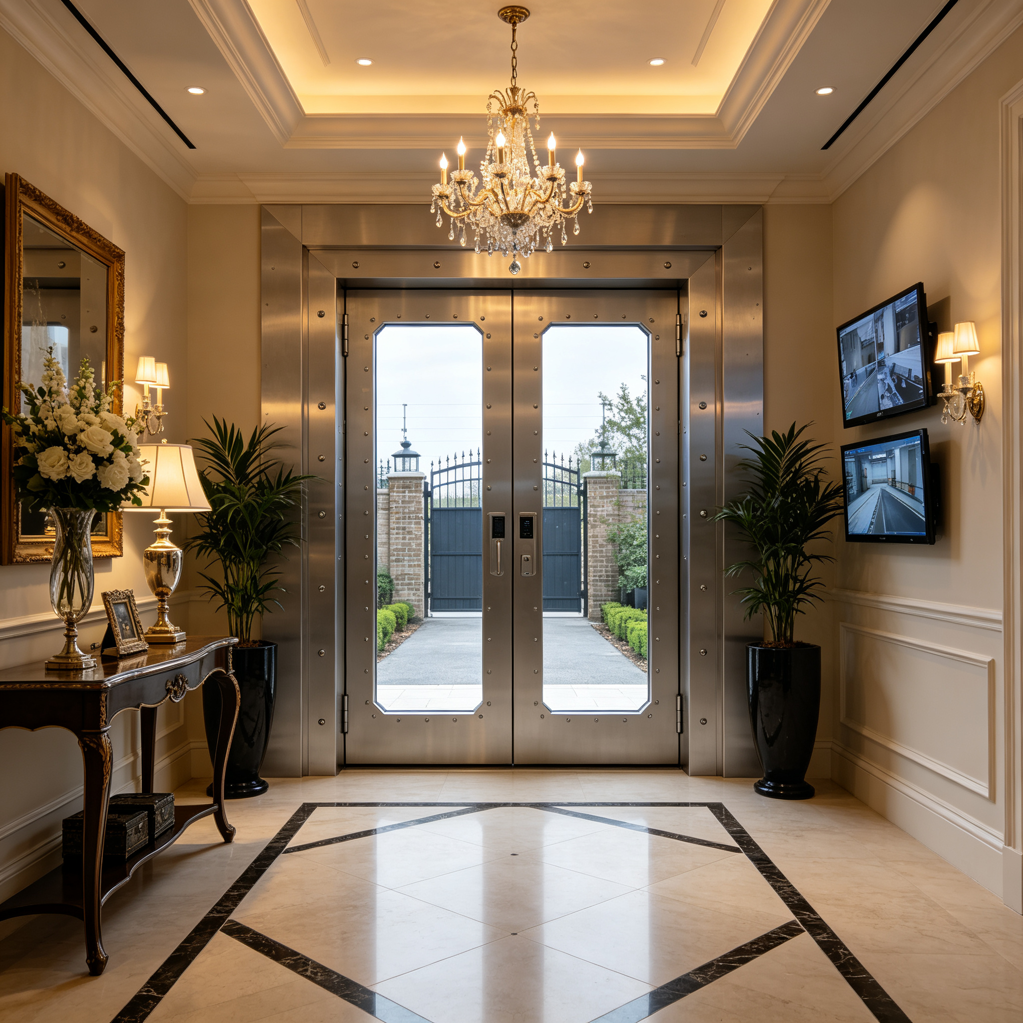 Thermal Break Aluminum Security Entry Door Glazed Ballistic Glass Waterproof Exterior Front Door
