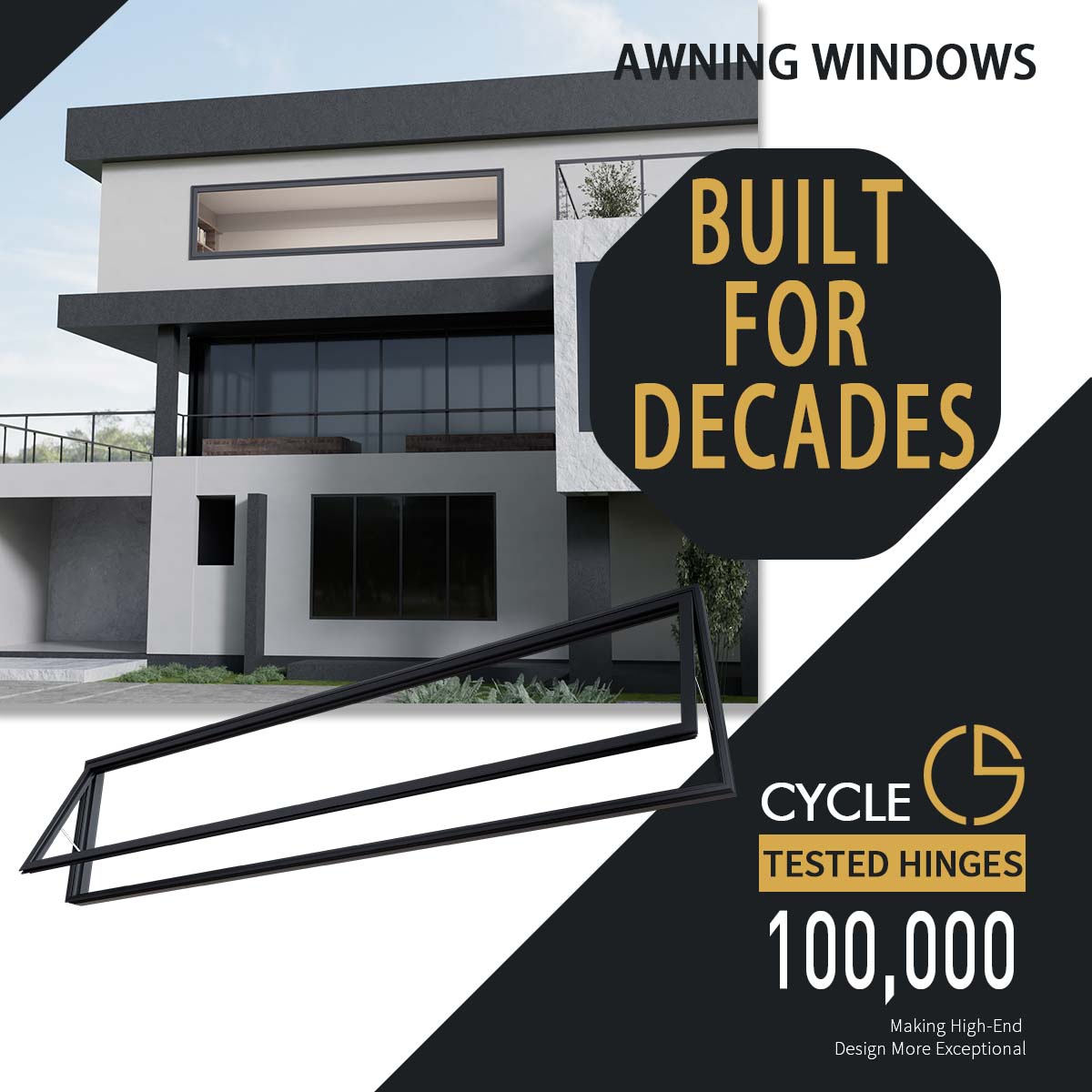 Wazzor AS2047 Hurricane Impact Aluminium Tempered Glass Awning Roof Windows Electric Skylight Window Outward Opening Windows