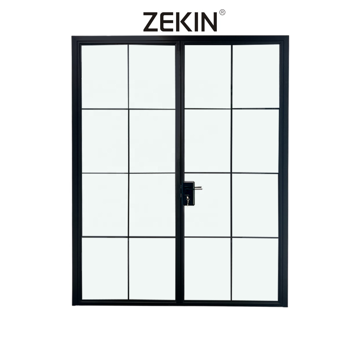 Zekin French Doors NFRC AS2047 Room Internal Partition SDL Swing Doors Tempered Glass Wall Aluminum Grille Casement Doors