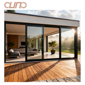 OUNA AS2047 Modern Outdoor Aluminum Full View Tempered Glass Slide Door