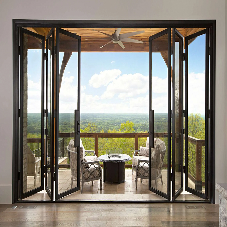 Modern Waterproof Aluminum Alloy Foldable Door with Fiberglass Screen 5 Year Warranty for Bedroom Hotel Villa & Supermarket Use