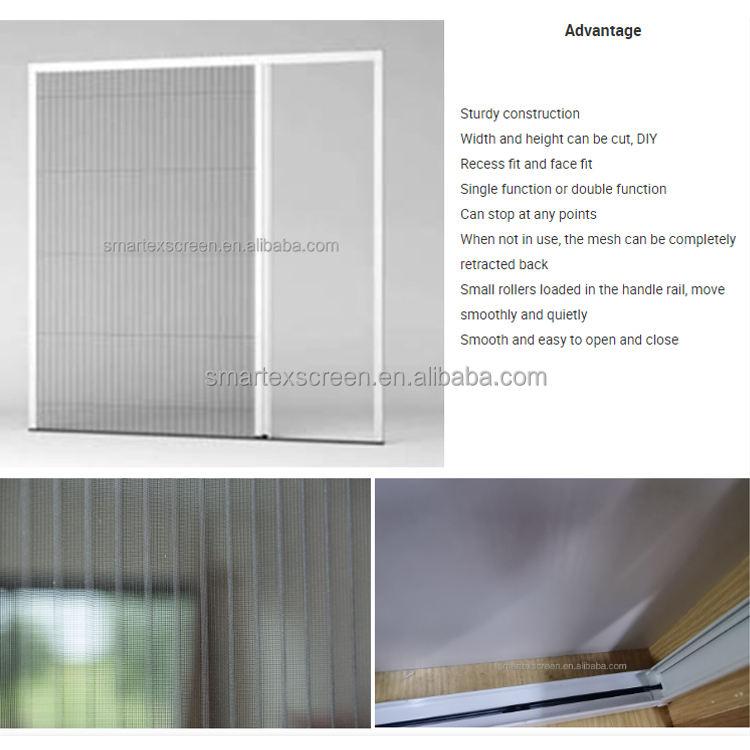 Sturdy Construction Pleated Folding Fly Mesh Aluminium Frame Anti Insect Polyester Screen Door