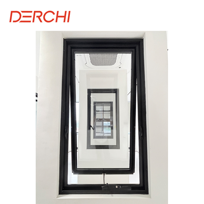 DERCHI AS2047 Australian Style Soundproof Double Safety Glass Window Aluminum Clad Wood Crank Open Double Glazed Windows