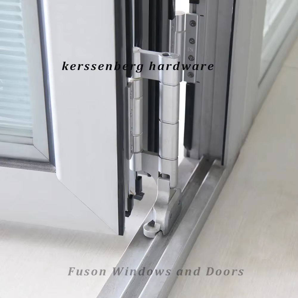 Fuson Aluminum Alloy Double Glass Sliding Folding Door With Screen Interior Accordion Kitchen Bi Fold Door