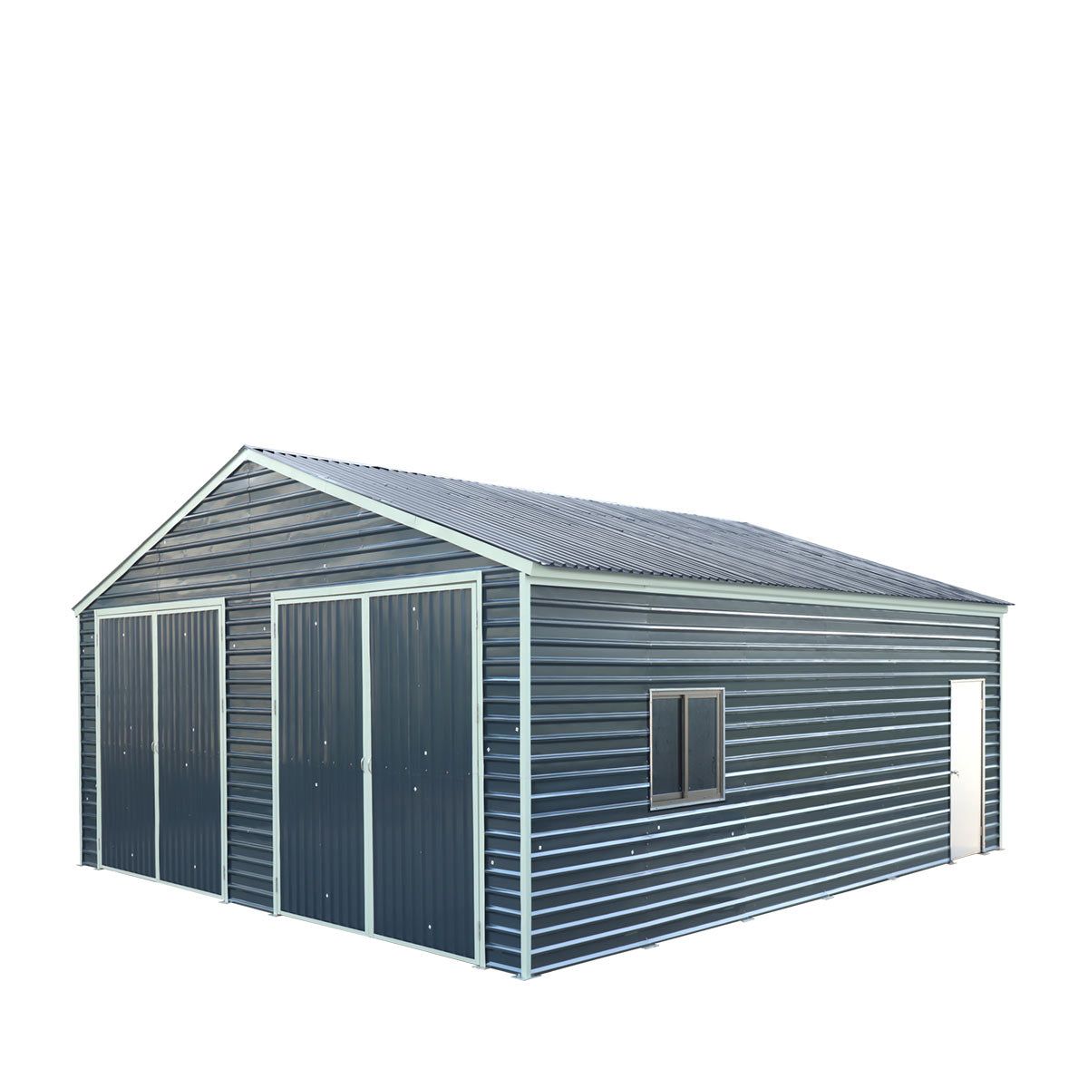 26' X 30' Aluminium Garage Shed 9' High Double Front Doors 14' Peak 780 Sq-Ft 900 Series Double Wall Waterproof 12-Year Limited