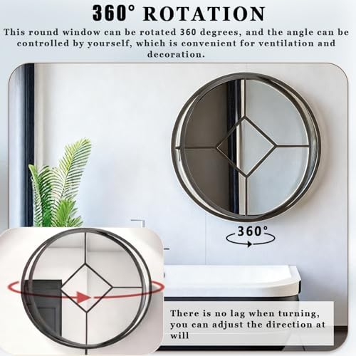 360&deg; Rotating Shed Window, Round Aluminum Alloy Replacement for Playhouse &amp; Home, Circular Portlight Porthole Design Durable
