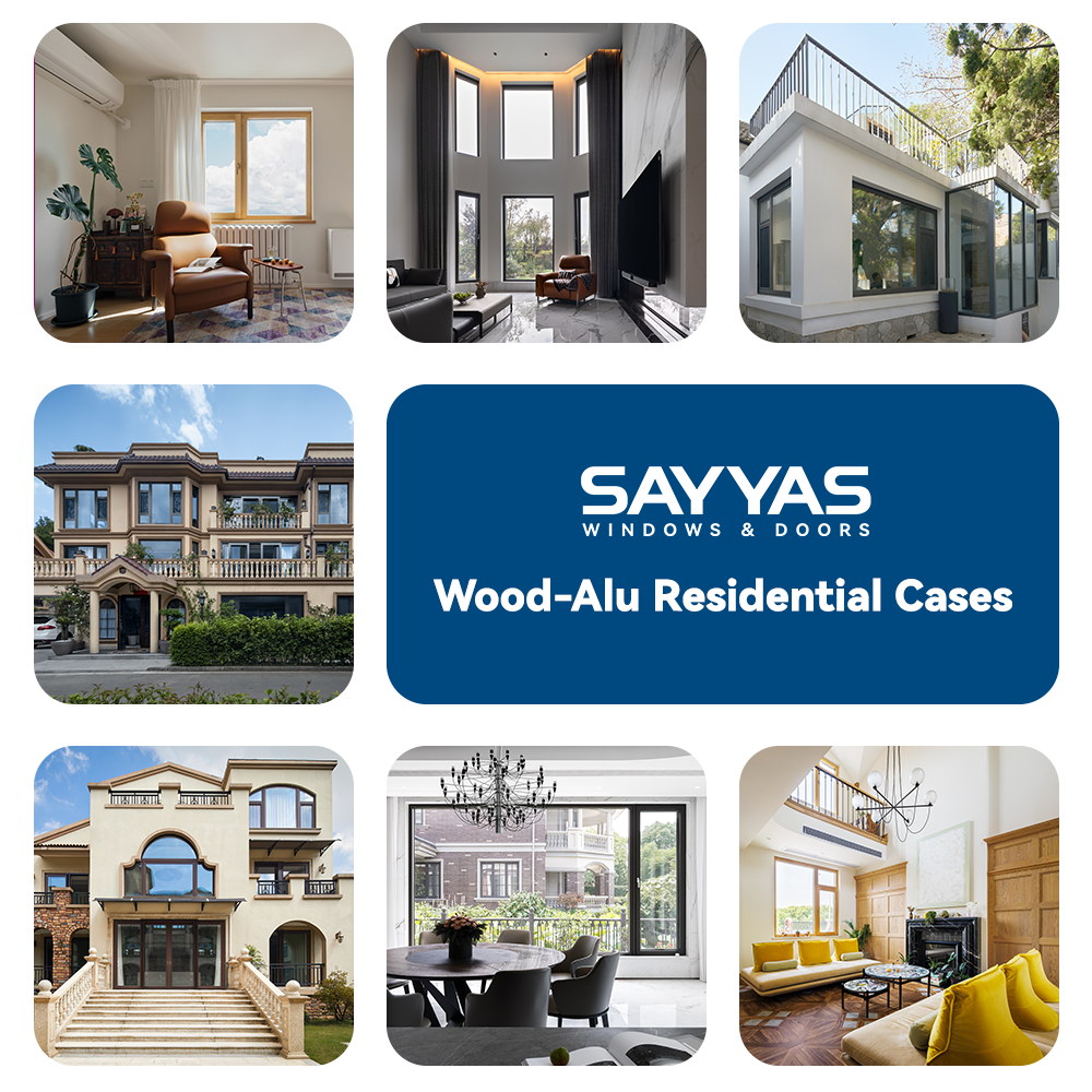 Sayyas Windows F120 Modern Flush Design Energy Efficient Double Glazed Windows Aluminum Clad Wood Window Manufacturer China