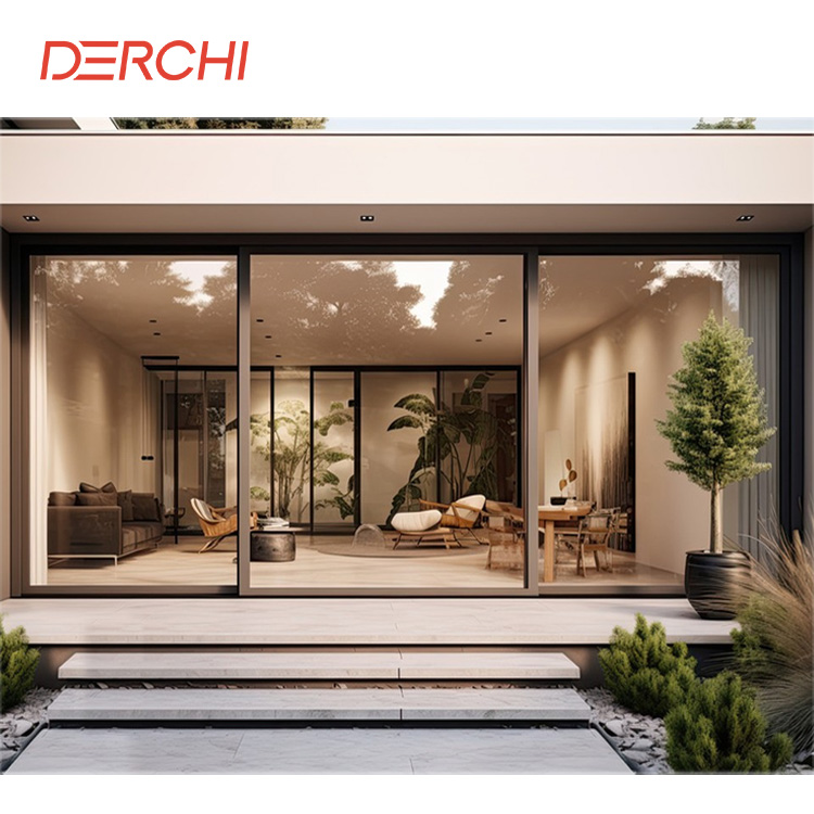 Modern Villa Balcony Patio Three Panel Aluminum Sliding Glass Door Philippines
