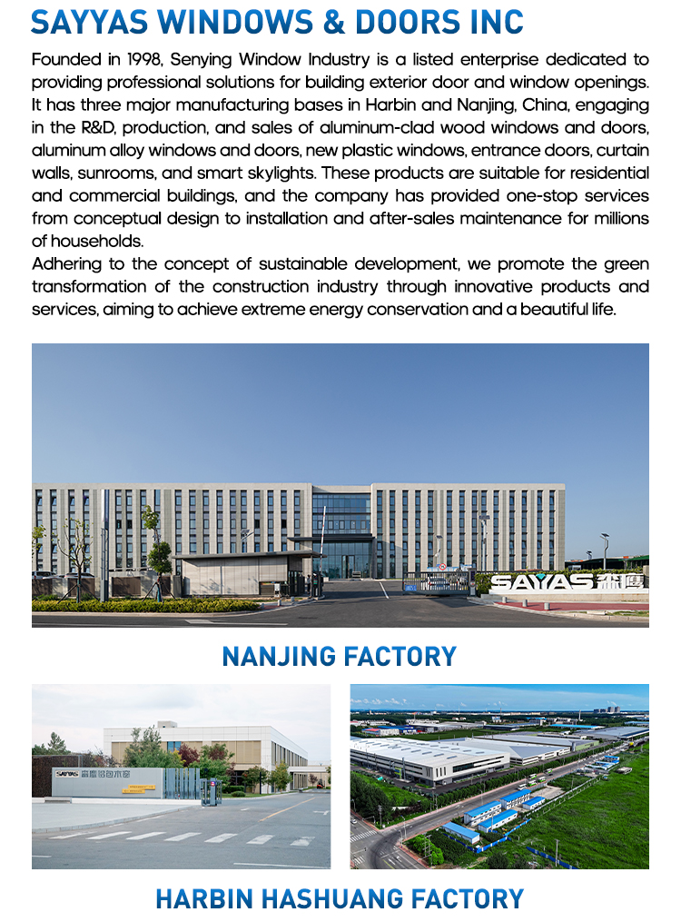 Sayyas Windows F120 Modern Flush Design Energy Efficient Double Glazed Windows Aluminum Clad Wood Window Manufacturer China