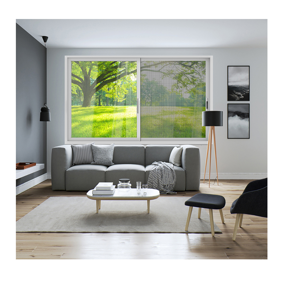 Modern Colonial Black Double Glazed Aluminum Sliding Windows Stainless Steel Screen Elegant Colonial Black House Grill Design