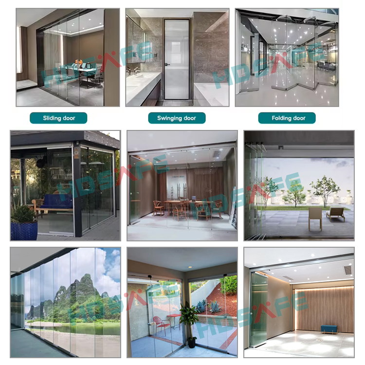 Sunroom Frameless Accordion Door Partition Wall Glass Curtain Exterior Bi Fold Door Hardware Aluminum Balcony Glass Door Patio