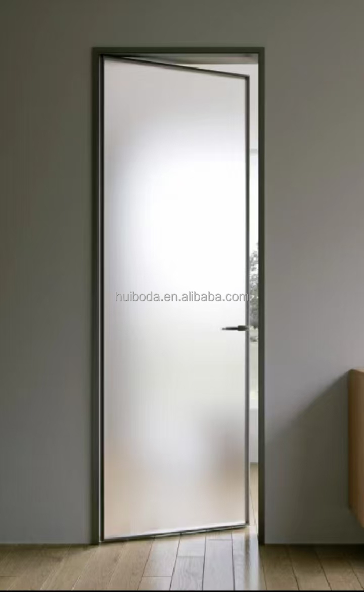 Customized Modern Design Narrow Frame Aluminum Glass Door for Interior Bathroom Decoration in Hotels Commercial Home Exterior