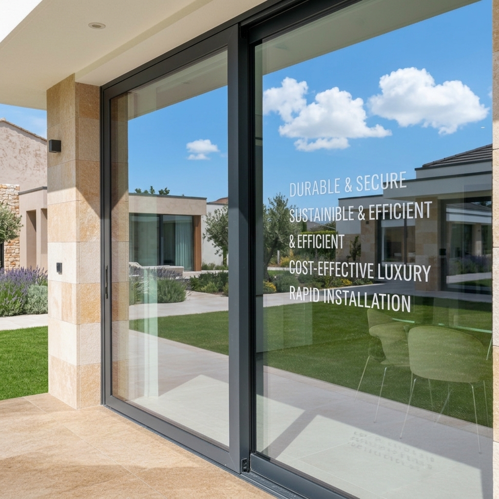 Deezon AS2047 Thermal Break Sliding Patio Doors Double Glazed Tempered Glass For Garden Exterior Use Aluminum Alloy Construction