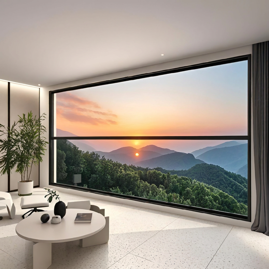 Thermal Break Casement Window with Screen Tempered Hollow Glass Aluminum Frame Flush Inner Outer Frame