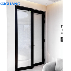 QGUANG NFRC Exterior Entry Crittal Door Design Tempered Glass Aluminum Swing