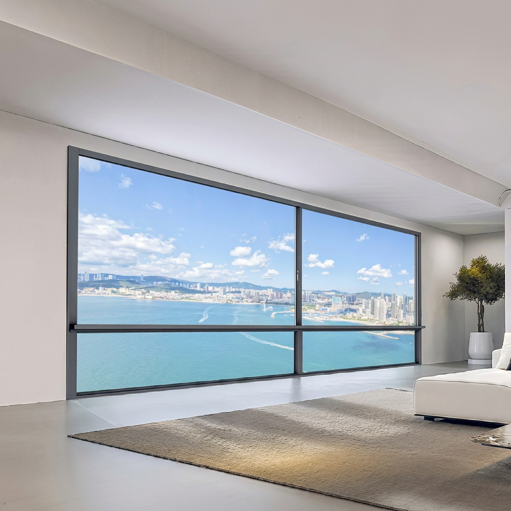 Thermal Break Casement Window with Screen Tempered Hollow Glass Aluminum Frame Flush Inner Outer Frame