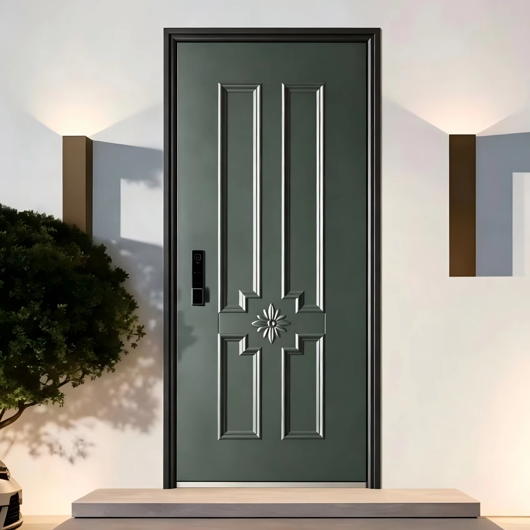 Aluminum Carved Door Exterior Double Front CNC Design Anti Theft Tempered Glass Waterproof Modern Luxury Villa Custom
