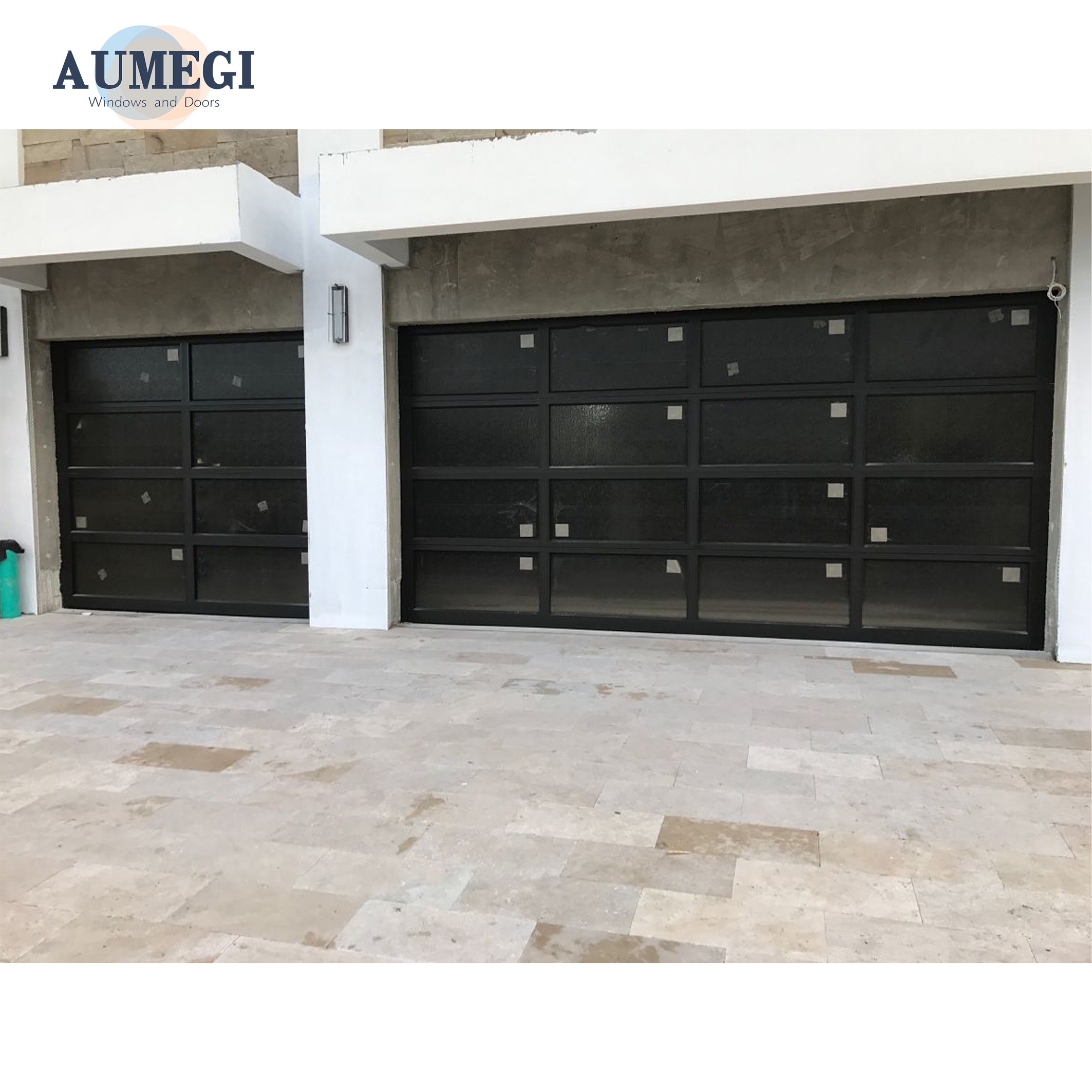 Aumegi Balcony Screen Florida Impact Garage Doors Price Aluminum Black Glass Garage Doors for Homes Remote Control Garage Door