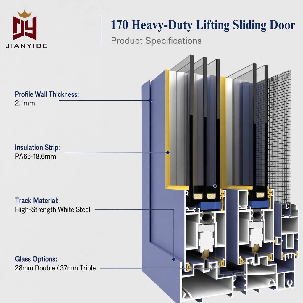 Aluminium Exterior Sliding Doors Heavy Duty Lift and Slide Door for Architectural Projects Custom Size OEM ODM CE Certified