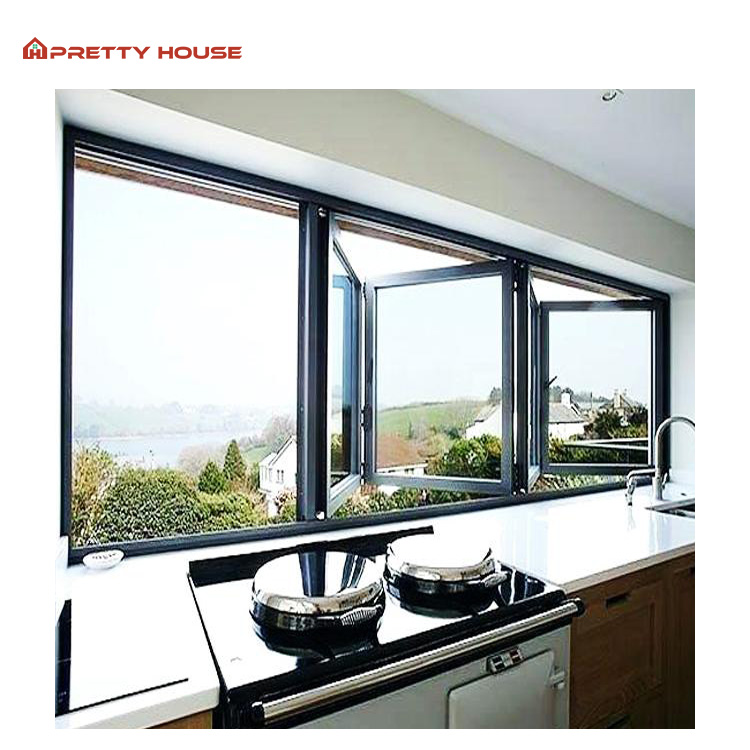 NFRC Thermal Break Aluminum Bi Folding Window Custom Soundproof Accordion Sliding Glass Windows and Doors