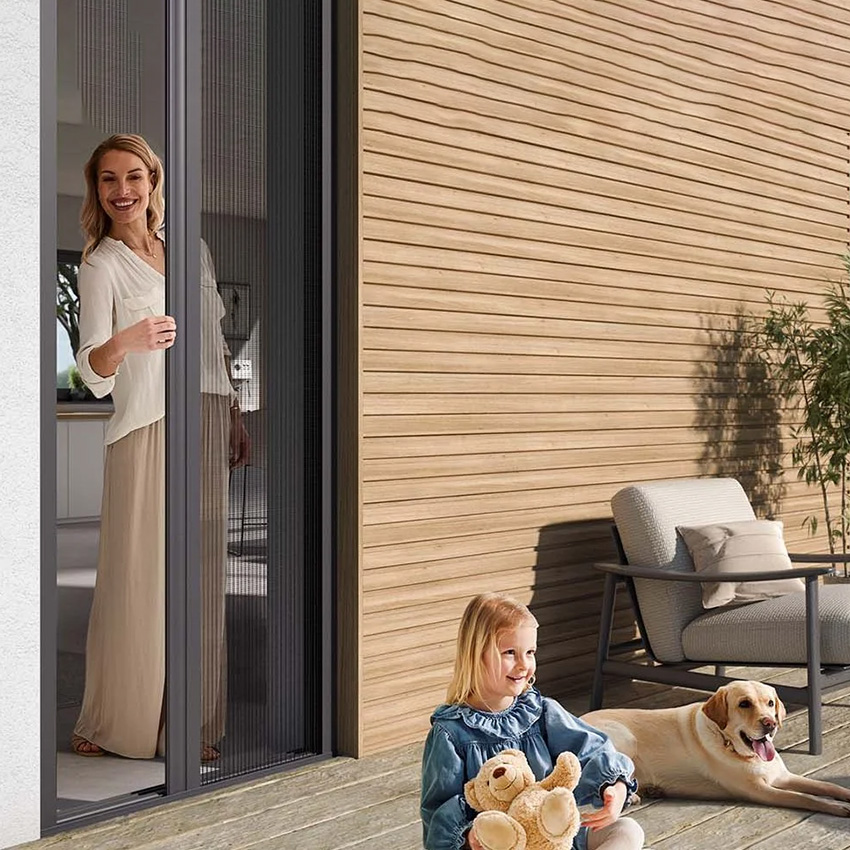 Manufacturer Direct Modern Home Pleated Insect Screen Anti-mosquito Door Aluminium Frame PP Material Washable Durable CE