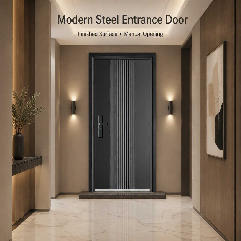 Modern Style Steel Entrance Door Finished Anti-theft Security Door Commercial Apartment Entry Side Opening Exterior Fire Garden