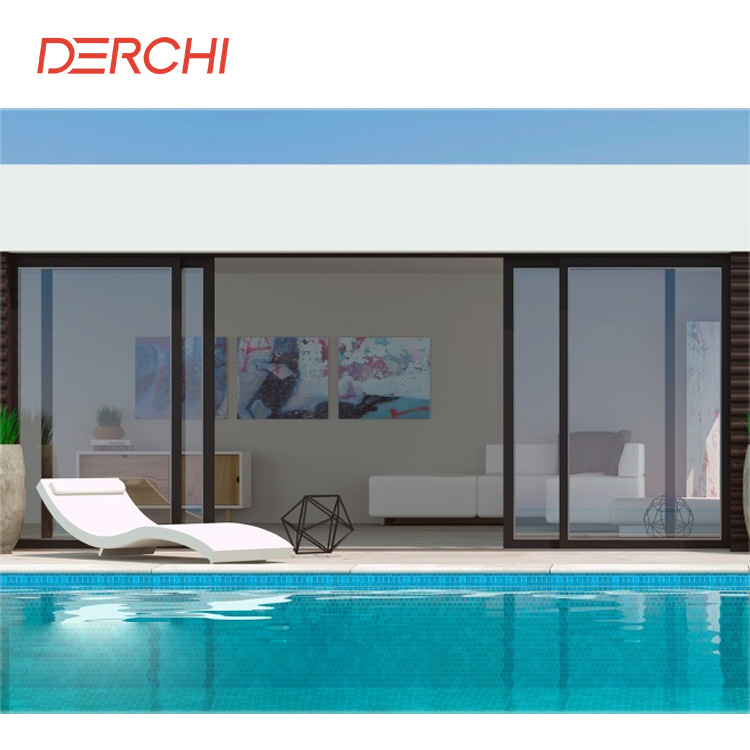 Modern Villa Balcony Patio Three Panel Aluminum Sliding Glass Door Philippines