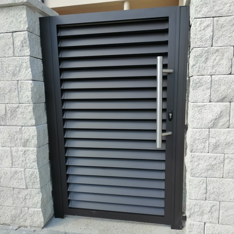 Simple Privacy Aluminum Louver Gate Powder Coated Aluminum Doors Exterior Easily Assembled Aluminum Gates For Houses Anti-theft