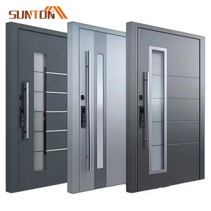 Main Entry Heavy-Duty Aluminum Alloy Pivot Door with Smart Lock Fire Prevention Modern Design for Villa Hotel Exterior Security