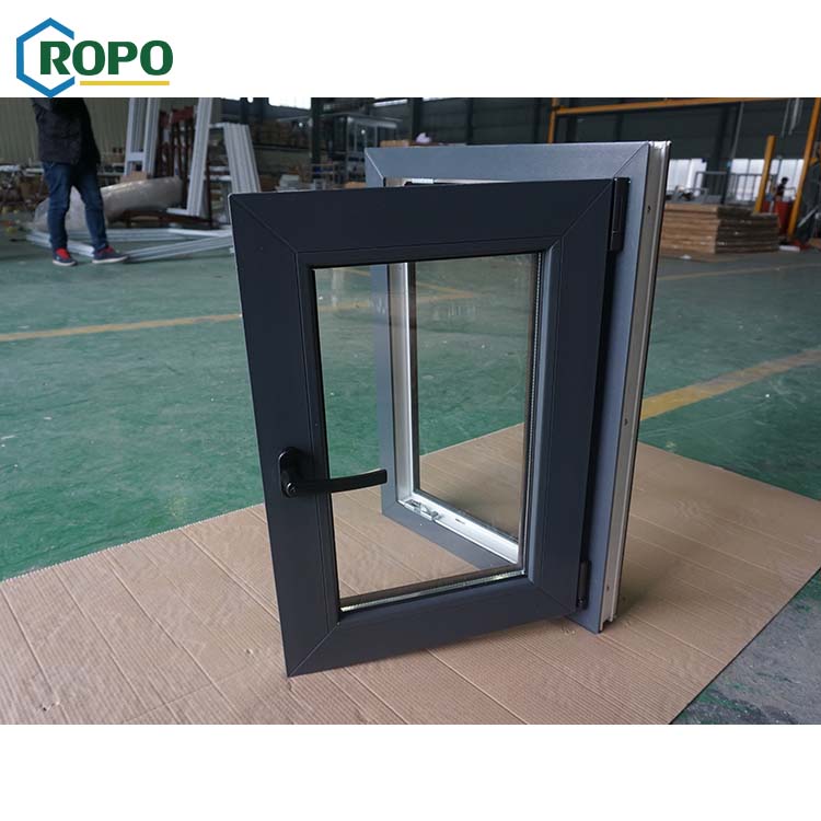 Soundproof Anthracite Grey Tilt and Turn Windows with Multi Point Lock for Residential