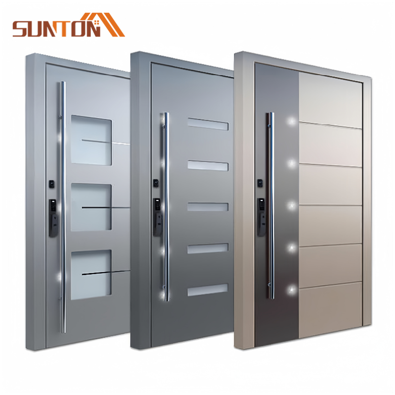 Main Entry Heavy-Duty Aluminum Alloy Pivot Door with Smart Lock Fire Prevention Modern Design for Villa Hotel Exterior Security