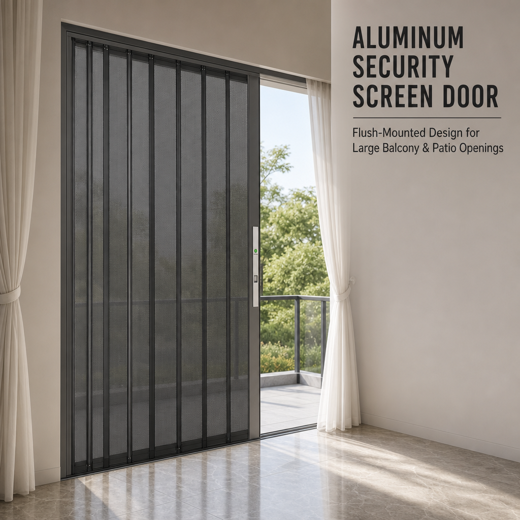 ZS180 Modern Aluminum Folding Security Screen Door with Lock Retractable Fly Mesh Screen for Hotel Patio French Balcony