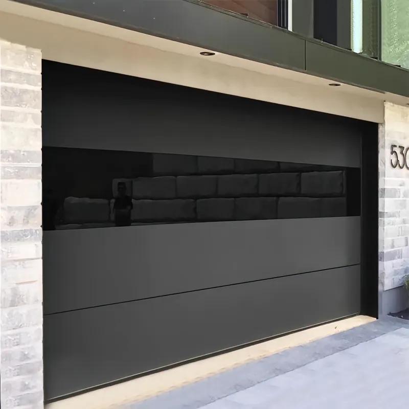 Sunnysky American Style Glass Garage Door Tilt up Vertical Aluminum Garage Door Bi Fold Flush Mount Sectional Garage Doors