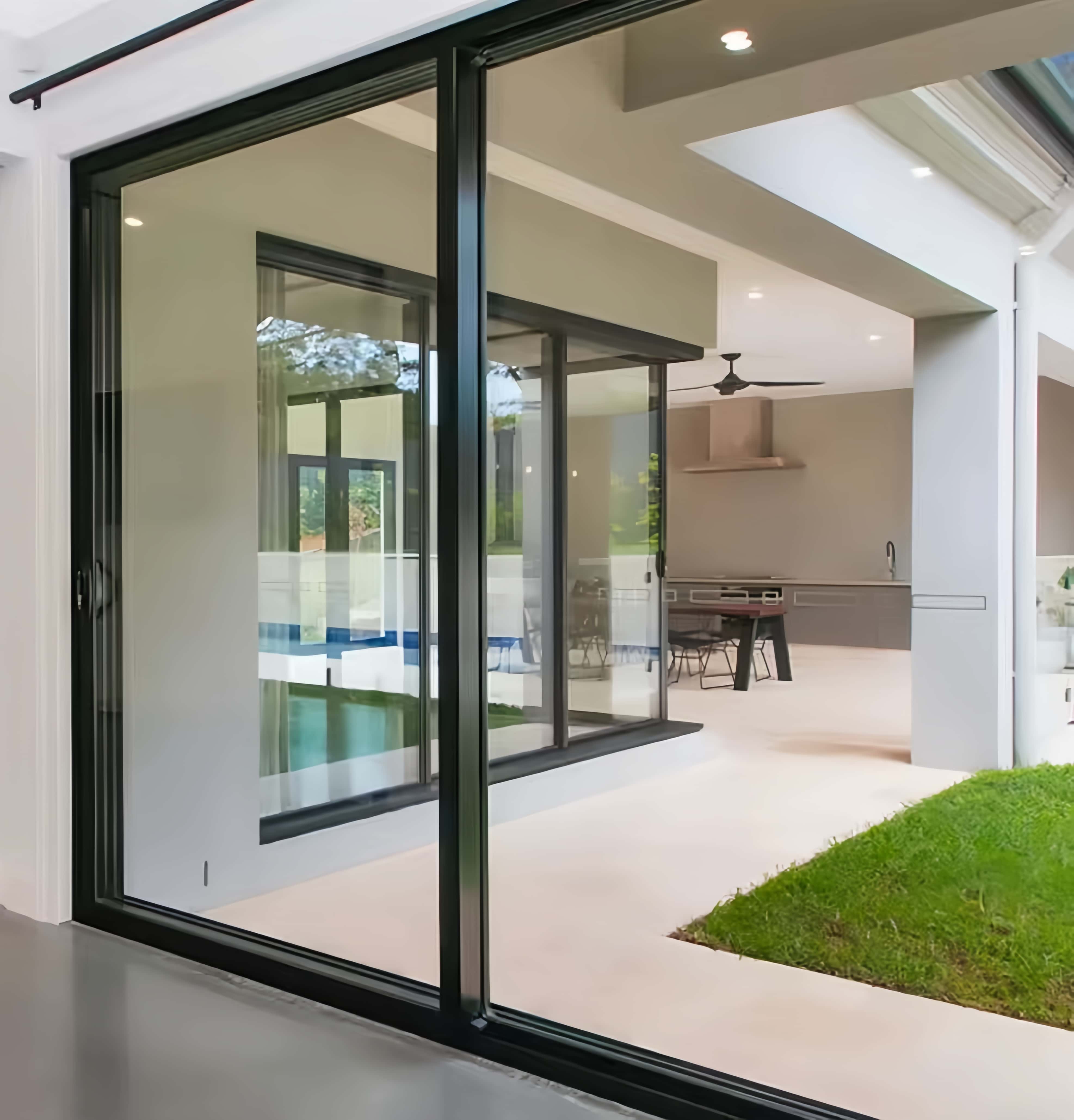 BOCHARM Modern Villa Soundproof Aluminum Thermal Break Insulated Double Tempered Glass Pocket Stack Doors Track Living Room