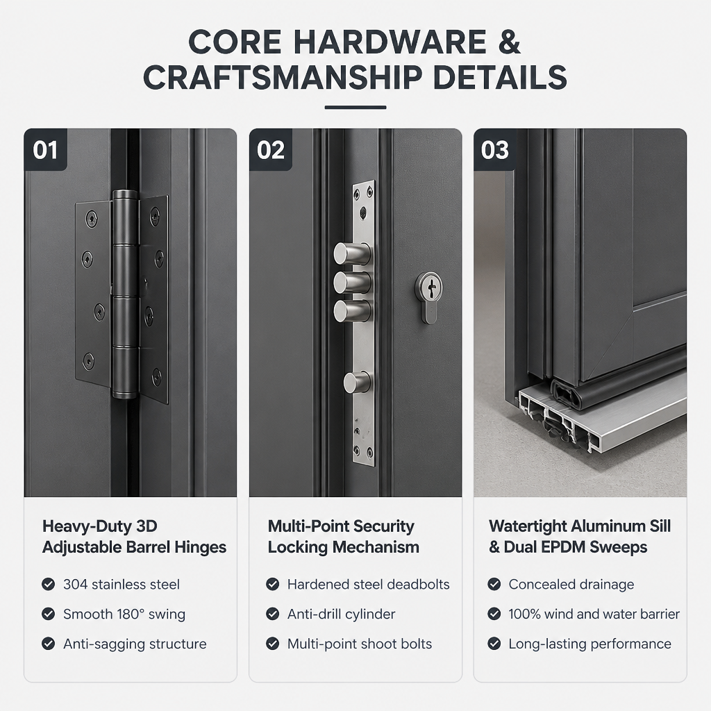 Luxurious Aluminum Single Entrance Door - Home Door with External Sound Insulation at the Front Entrance